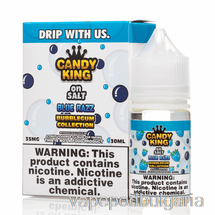 Vape 10000 Дръпки Blue Razz Bubblegum Collection - Candy King On Salt - 30ml 50mg